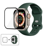 Correia de Relógio em Silicone com Fivela Borboleta e Filme Curvo 3D, Para Apple Watch Series 40mm, Para Apple Watch Ultra 2 / 1 49mm, Para Apple Watch Series 45mm