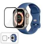 Correia de Relógio em Silicone com Fivela Borboleta e Filme Curvo 3D, Para Apple Watch Series 40mm, Para Apple Watch Ultra 2 / 1 49mm, Para Apple Watch Series 45mm