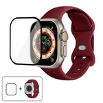 Correia de Relógio em Silicone com Fivela Borboleta e Filme Curvo 3D, Para Apple Watch Series 40mm, Para Apple Watch Ultra 2 / 1 49mm, Para Apple Watch Series 45mm