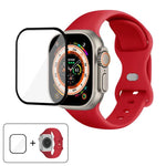 Correia de Relógio em Silicone com Fivela Borboleta e Filme Curvo 3D, Para Apple Watch Series 40mm, Para Apple Watch Ultra 2 / 1 49mm, Para Apple Watch Series 45mm