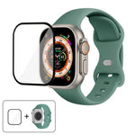 Correia de Relógio em Silicone com Fivela Borboleta e Filme Curvo 3D, Para Apple Watch Series 40mm, Para Apple Watch Ultra 2 / 1 49mm, Para Apple Watch Series 45mm