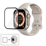 Correia de Relógio em Silicone com Fivela Borboleta e Filme Curvo 3D, Para Apple Watch Series 40mm, Para Apple Watch Ultra 2 / 1 49mm, Para Apple Watch Series 45mm
