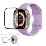 Correia de Relógio em Silicone com Fivela Borboleta e Filme Curvo 3D, Para Apple Watch Series 40mm, Para Apple Watch Ultra 2 / 1 49mm, Para Apple Watch Series 45mm