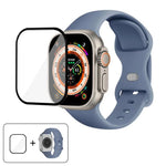 Correia de Relógio em Silicone com Fivela Borboleta e Filme Curvo 3D, Para Apple Watch Series 40mm, Para Apple Watch Ultra 2 / 1 49mm, Para Apple Watch Series 45mm