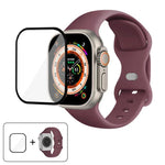 Correia de Relógio em Silicone com Fivela Borboleta e Filme Curvo 3D, Para Apple Watch Series 40mm, Para Apple Watch Ultra 2 / 1 49mm, Para Apple Watch Series 45mm