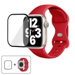 Correia de Relógio em Silicone com Fivela Borboleta e Filme Curvo 3D, Para Apple Watch Series 41mm, Para Apple Watch Series 38mm, Para Apple Watch Series 42mm