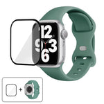 Correia de Relógio em Silicone com Fivela Borboleta e Filme Curvo 3D, Para Apple Watch Series 41mm, Para Apple Watch Series 38mm, Para Apple Watch Series 42mm