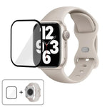 Correia de Relógio em Silicone com Fivela Borboleta e Filme Curvo 3D, Para Apple Watch Series 41mm, Para Apple Watch Series 38mm, Para Apple Watch Series 42mm