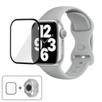 Correia de Relógio em Silicone com Fivela Borboleta e Filme Curvo 3D, Para Apple Watch Series 41mm, Para Apple Watch Series 38mm, Para Apple Watch Series 42mm