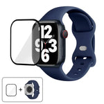 Correia de Relógio em Silicone com Fivela Borboleta e Filme Curvo 3D, Para Apple Watch Series 41mm, Para Apple Watch Series 38mm, Para Apple Watch Series 42mm