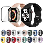 Correia de Relógio em Silicone com Fivela Borboleta e Filme Curvo 3D, Para Apple Watch Series 40mm, Para Apple Watch Ultra 2 / 1 49mm, Para Apple Watch Series 45mm