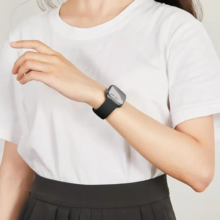 Correia de Relógio em Silicone com Fivela Borboleta e Filme Curvo 3D, Para Apple Watch Series 10 46mm, Para Apple Watch Series 10 42mm, Para Apple Watch Series 44mm
