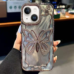 Capa para telemóvel em TPU com eletroplatação de borboleta e cartão de cartão epóxi, Para iPhone 14, Para iPhone 14 Pro, Para iPhone 14 Pro Max, Para iPhone 13 Pro Max, Para iPhone 13 Pro, Para iPhone 13