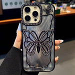 Capa para telemóvel em TPU com eletroplatação de borboleta e cartão de cartão epóxi, Para iPhone 14, Para iPhone 14 Pro, Para iPhone 14 Pro Max, Para iPhone 13 Pro Max, Para iPhone 13 Pro, Para iPhone 13