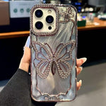 Capa para telemóvel em TPU com eletroplatação de borboleta e cartão de cartão epóxi, Para iPhone 14, Para iPhone 14 Pro, Para iPhone 14 Pro Max, Para iPhone 13 Pro Max, Para iPhone 13 Pro, Para iPhone 13