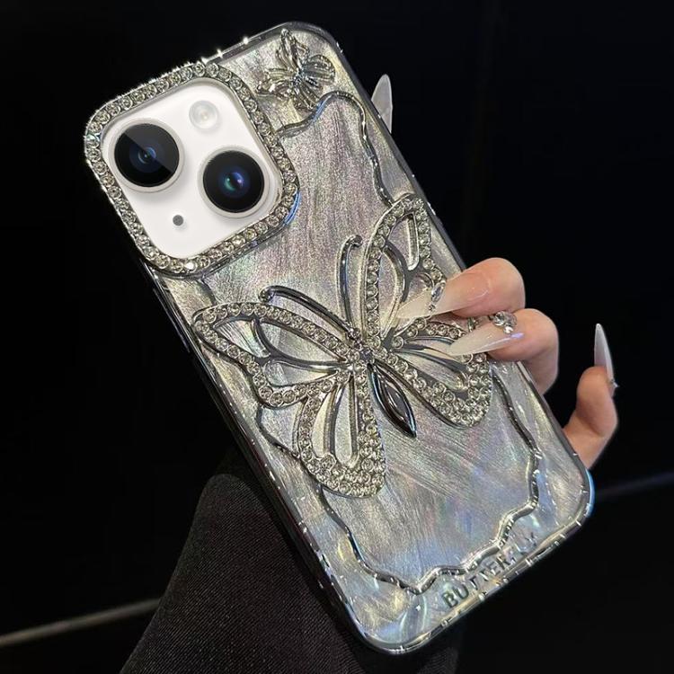Capa para telemóvel em TPU com eletroplatação de borboleta e cartão de cartão epóxi, Para iPhone 14, Para iPhone 14 Pro, Para iPhone 14 Pro Max, Para iPhone 13 Pro Max, Para iPhone 13 Pro, Para iPhone 13