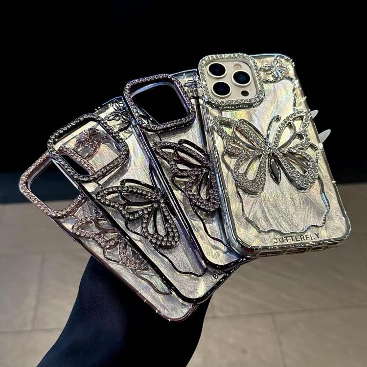Capa para telemóvel em TPU com eletroplatação de borboleta e cartão de cartão epóxi, Para iPhone 14, Para iPhone 14 Pro, Para iPhone 14 Pro Max, Para iPhone 13 Pro Max, Para iPhone 13 Pro, Para iPhone 13