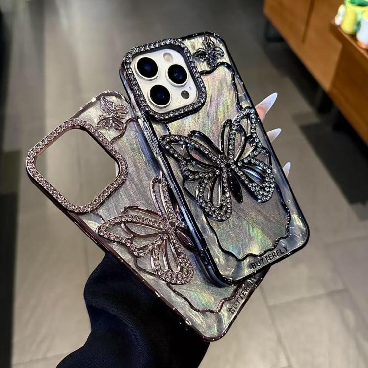Capa para telemóvel em TPU com eletroplatação de borboleta e cartão de cartão epóxi, Para iPhone 14, Para iPhone 14 Pro, Para iPhone 14 Pro Max, Para iPhone 13 Pro Max, Para iPhone 13 Pro, Para iPhone 13