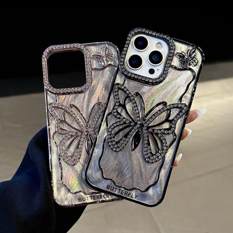 Capa para telemóvel em TPU com eletroplatação de borboleta e cartão de cartão epóxi, Para iPhone 14, Para iPhone 14 Pro, Para iPhone 14 Pro Max, Para iPhone 13 Pro Max, Para iPhone 13 Pro, Para iPhone 13
