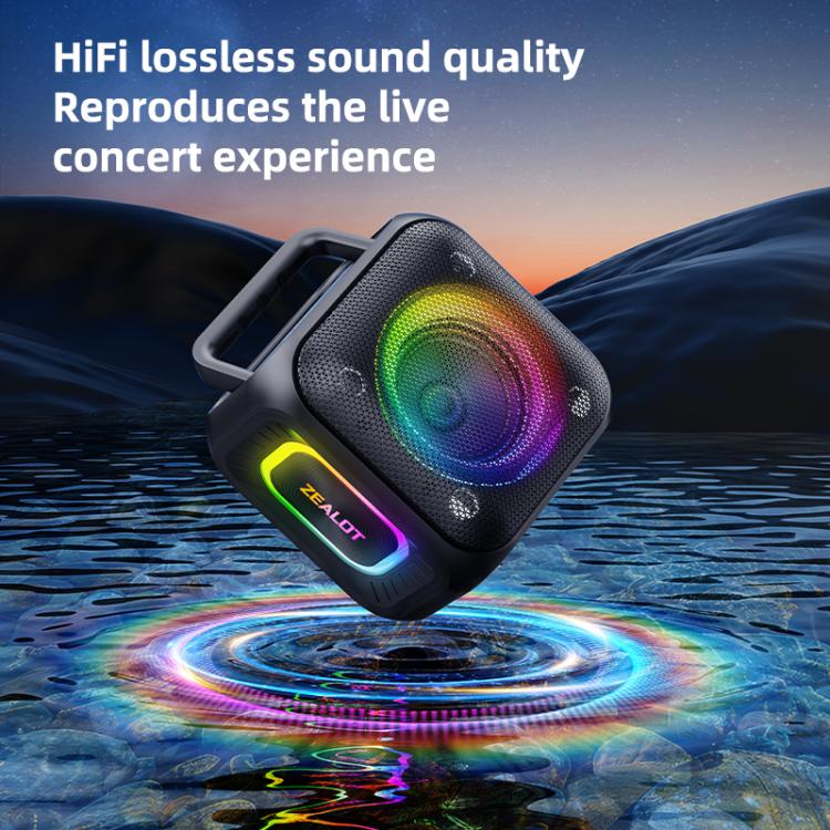 Zealot PT01 Coluna Bluetooth Estéreo RGB Portátil 30W IPX6 para Exterior, PT01