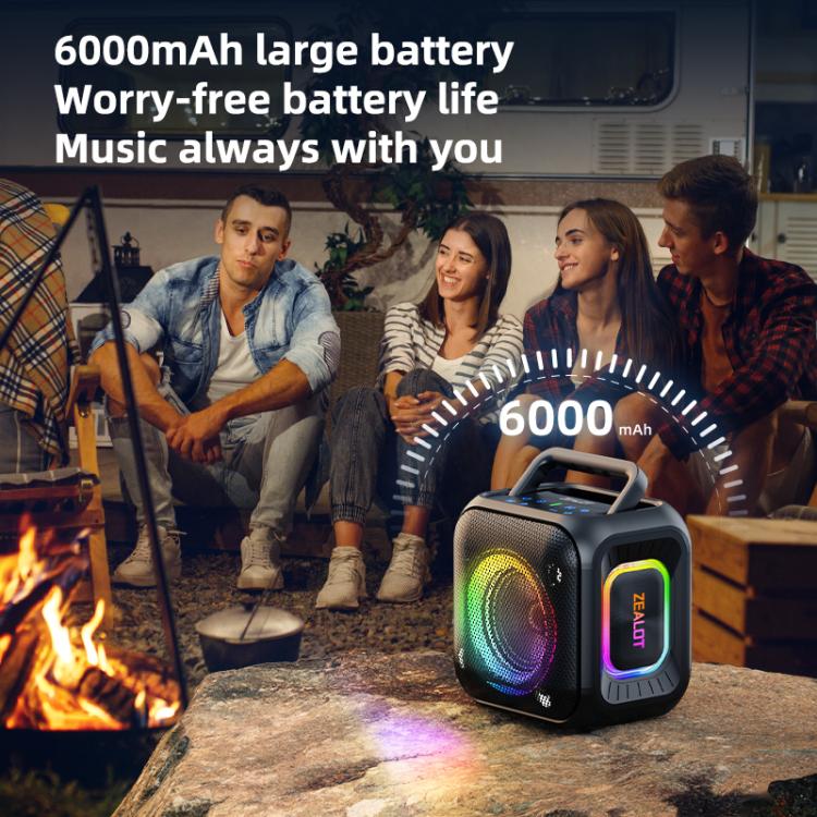 Zealot PT01 Coluna Bluetooth Estéreo RGB Portátil 30W IPX6 para Exterior, PT01
