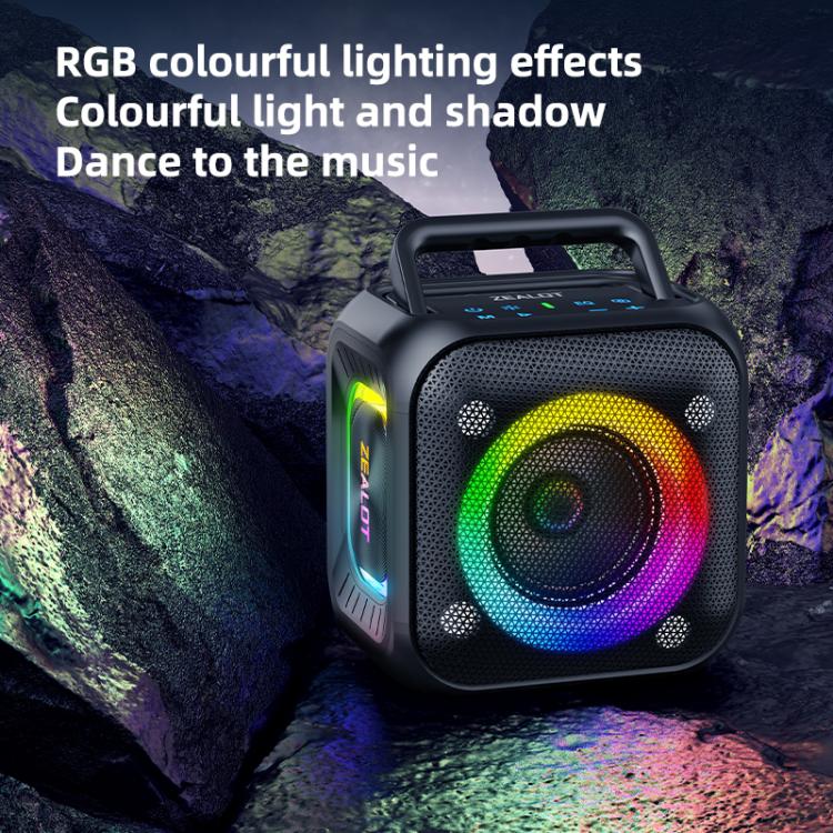 Zealot PT01 Coluna Bluetooth Estéreo RGB Portátil 30W IPX6 para Exterior, PT01