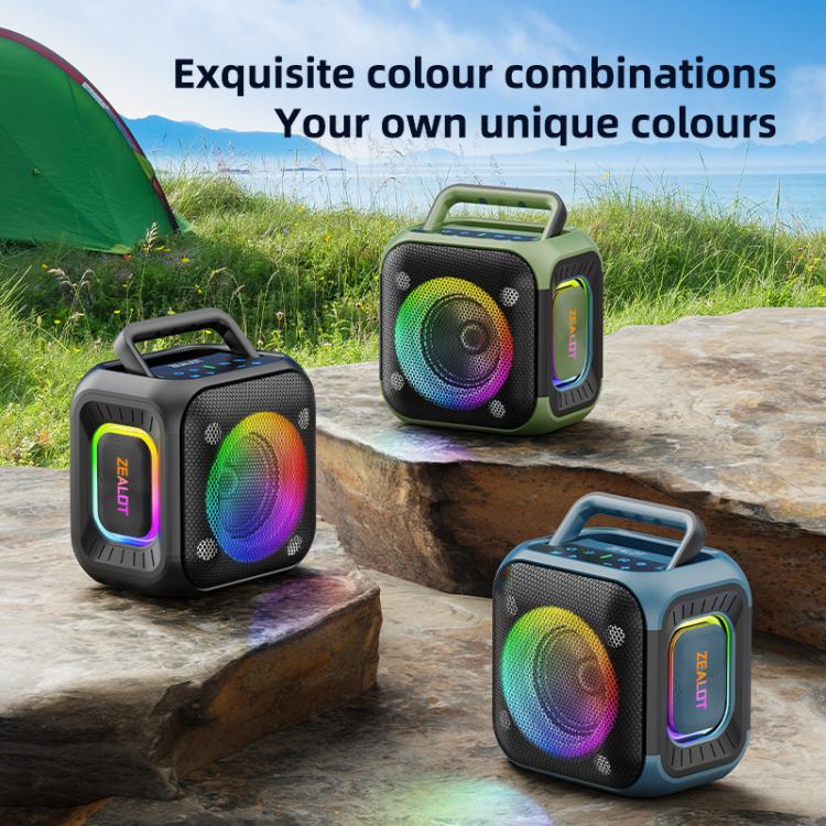Zealot PT01 Coluna Bluetooth Estéreo RGB Portátil 30W IPX6 para Exterior, PT01