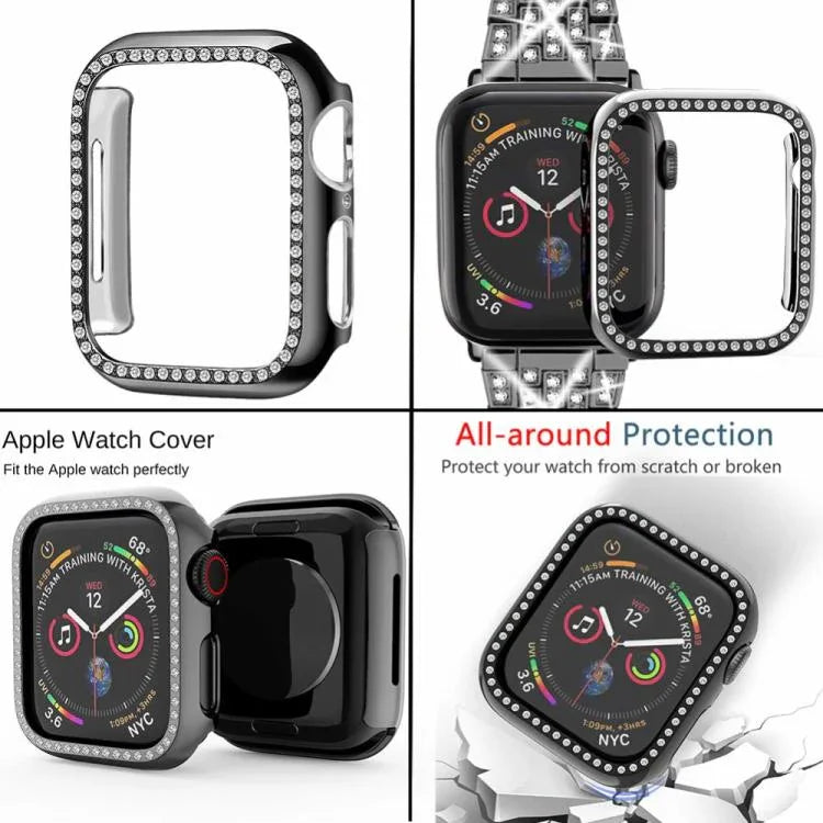 xDfind Bling Diamond Jewelry Metal Watch Band with Case, For Apple Watch Series 10 46mm, For Apple Watch Series 10 42mm, For Apple Watch Series 44mm, For Apple Watch Series 40mm, For Apple Watch Ultra 2 / 1 49mm, For Apple Watch Series 45mm            ...
