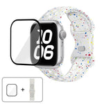 Correia de Relógio em Silicone com Fivela Borboleta e Pontos Coloridos com Filme Curvo 3D, Para Apple Watch Series 42mm