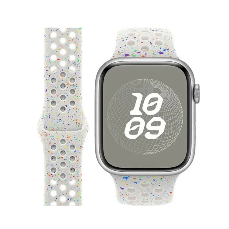 Correia de Relógio em Silicone com Fivela Borboleta e Pontos Coloridos com Filme Curvo 3D, Para Apple Watch Series 42mm