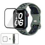 Correia de Relógio em Silicone com Fivela Borboleta e Pontos Coloridos com Filme Curvo 3D, Para Apple Watch Series 42mm