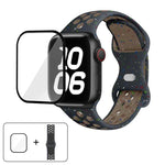 Correia de Relógio em Silicone com Fivela Borboleta e Pontos Coloridos com Filme Curvo 3D, Para Apple Watch Series 42mm