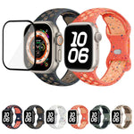 Correia de Relógio em Silicone com Fivela Borboleta e Pontos Coloridos com Filme Curvo 3D, Para Apple Watch Series 42mm