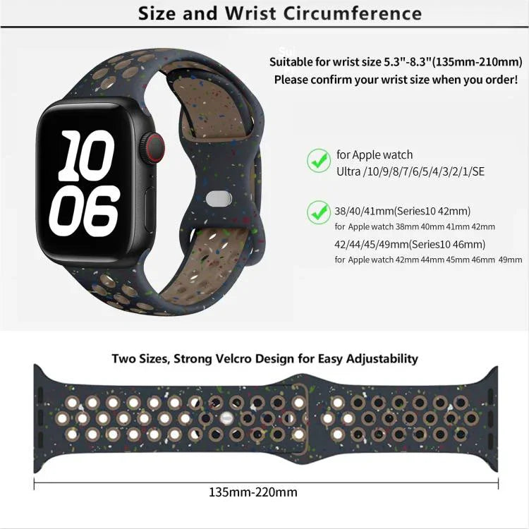 Correia de Relógio em Silicone com Fivela Borboleta e Pontos Coloridos com Filme Curvo 3D, Para Apple Watch Series 42mm