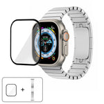 Correia de Relógio em Aço 316 com Fivela Original e Filme Curvo 3D, Para Apple Watch Série 10 46mm, Para Apple Watch Série 10 42mm, Para Apple Watch Série 44mm, Para Apple Watch Série 40mm, Para Apple Watch Ultra 2 / 1 49mm, Para Apple Watch Série 45mm