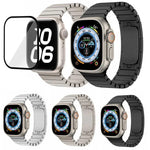 Correia de Relógio em Aço 316 com Fivela Original e Filme Curvo 3D, Para Apple Watch Série 10 46mm, Para Apple Watch Série 10 42mm, Para Apple Watch Série 44mm, Para Apple Watch Série 40mm, Para Apple Watch Ultra 2 / 1 49mm, Para Apple Watch Série 45mm
