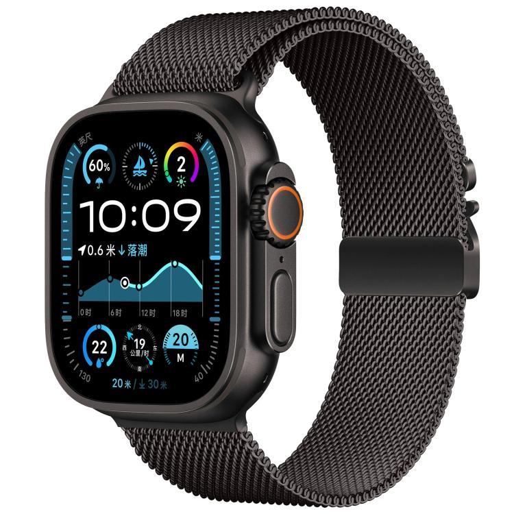 Correia de Relógio Milanesa em Aço Inoxidável com Fivela Umbrella e Filme Curvo 3D, Para Apple Watch Série 10 46mm, Para Apple Watch Série 10 42mm, Para Apple Watch Série 44mm, Para Apple Watch Série 40mm, Para Apple Watch Ultra 2 / 1 49mm