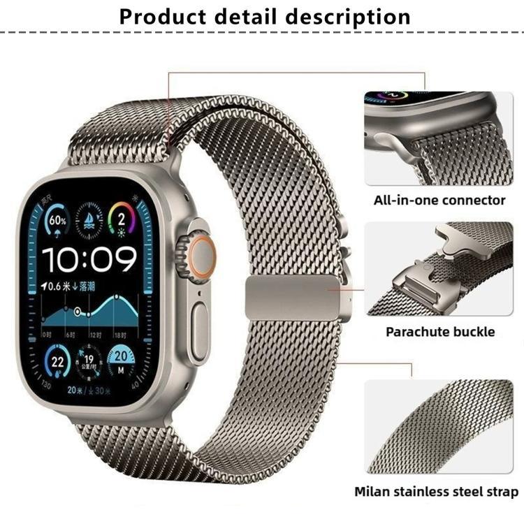 Correia de Relógio Milanesa em Aço Inoxidável com Fivela Umbrella e Filme Curvo 3D, Para Apple Watch Série 10 46mm, Para Apple Watch Série 10 42mm, Para Apple Watch Série 44mm, Para Apple Watch Série 40mm, Para Apple Watch Ultra 2 / 1 49mm