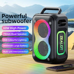Zealot PT02 Coluna Bluetooth Estéreo RGB Colorida Portátil 60W para Exterior, PT02