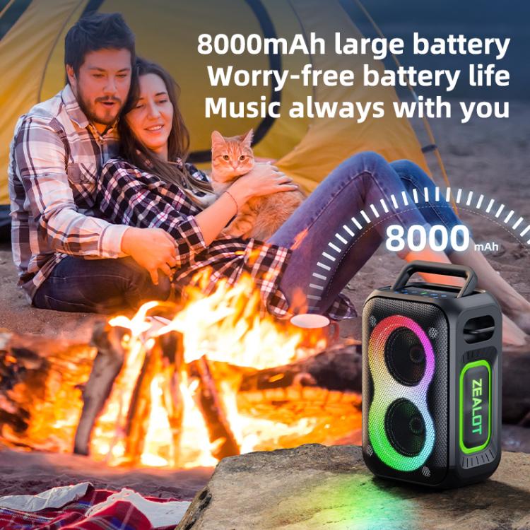 Zealot PT02 Coluna Bluetooth Estéreo RGB Colorida Portátil 60W para Exterior, PT02