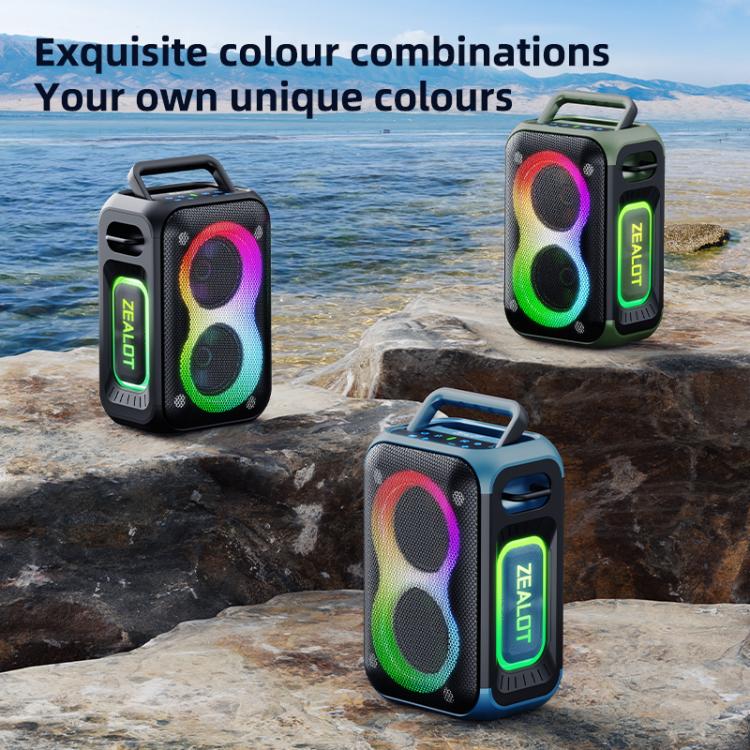 Zealot PT02 Coluna Bluetooth Estéreo RGB Colorida Portátil 60W para Exterior, PT02