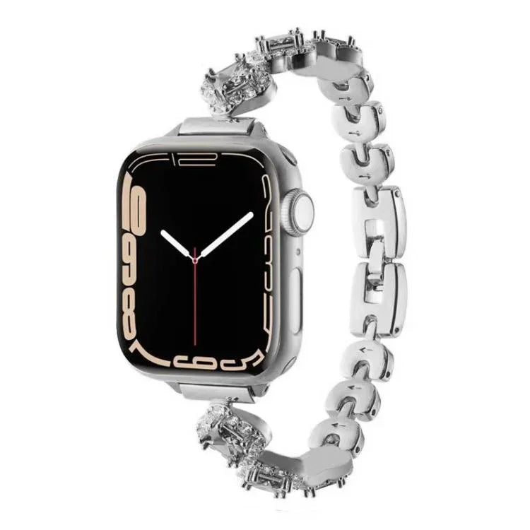 Correia de Relógio em Metal com Diamantes e Trevo de Quatro Folhas xDfind, Para Apple Watch 42 / 44 / 45 / 46 / 49mm, Para Apple Watch 38 / 40 / 41 / S10 42mm