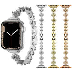 Correia de Relógio em Metal com Diamantes e Trevo de Quatro Folhas xDfind, Para Apple Watch 42 / 44 / 45 / 46 / 49mm, Para Apple Watch 38 / 40 / 41 / S10 42mm