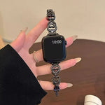 Correia de Relógio em Metal com Diamantes e Coração Duplo xDfind, Para Apple Watch 42 / 44 / 45 / 46 / 49mm, Para Apple Watch 38 / 40 / 41 / S10 42mm