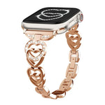 Correia de Relógio em Metal com Diamantes e Coração Duplo xDfind, Para Apple Watch 42 / 44 / 45 / 46 / 49mm, Para Apple Watch 38 / 40 / 41 / S10 42mm