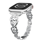 Correia de Relógio em Metal com Diamantes e Coração Duplo xDfind, Para Apple Watch 42 / 44 / 45 / 46 / 49mm, Para Apple Watch 38 / 40 / 41 / S10 42mm