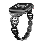 Correia de Relógio em Metal com Diamantes e Coração Duplo xDfind, Para Apple Watch 42 / 44 / 45 / 46 / 49mm, Para Apple Watch 38 / 40 / 41 / S10 42mm