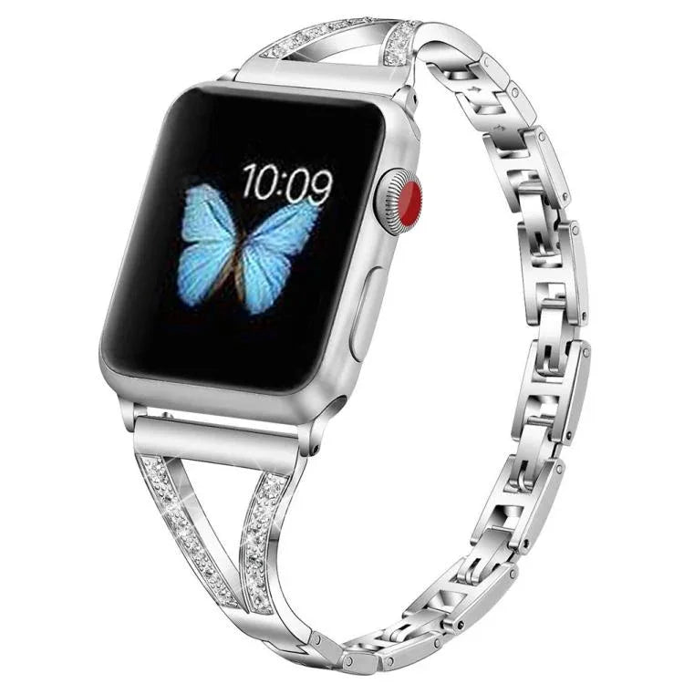 Correia de Relógio Milanesa em Aço Inoxidável com Diamantes xDfind, Para Apple Watch 42 / 44 / 45 / 46 / 49mm, Para Apple Watch 38 / 40 / 41 / S10 42mm
