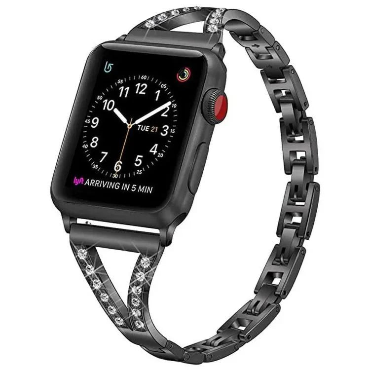 Correia de Relógio Milanesa em Aço Inoxidável com Diamantes xDfind, Para Apple Watch 42 / 44 / 45 / 46 / 49mm, Para Apple Watch 38 / 40 / 41 / S10 42mm