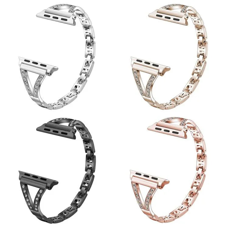 Correia de Relógio Milanesa em Aço Inoxidável com Diamantes xDfind, Para Apple Watch 42 / 44 / 45 / 46 / 49mm, Para Apple Watch 38 / 40 / 41 / S10 42mm